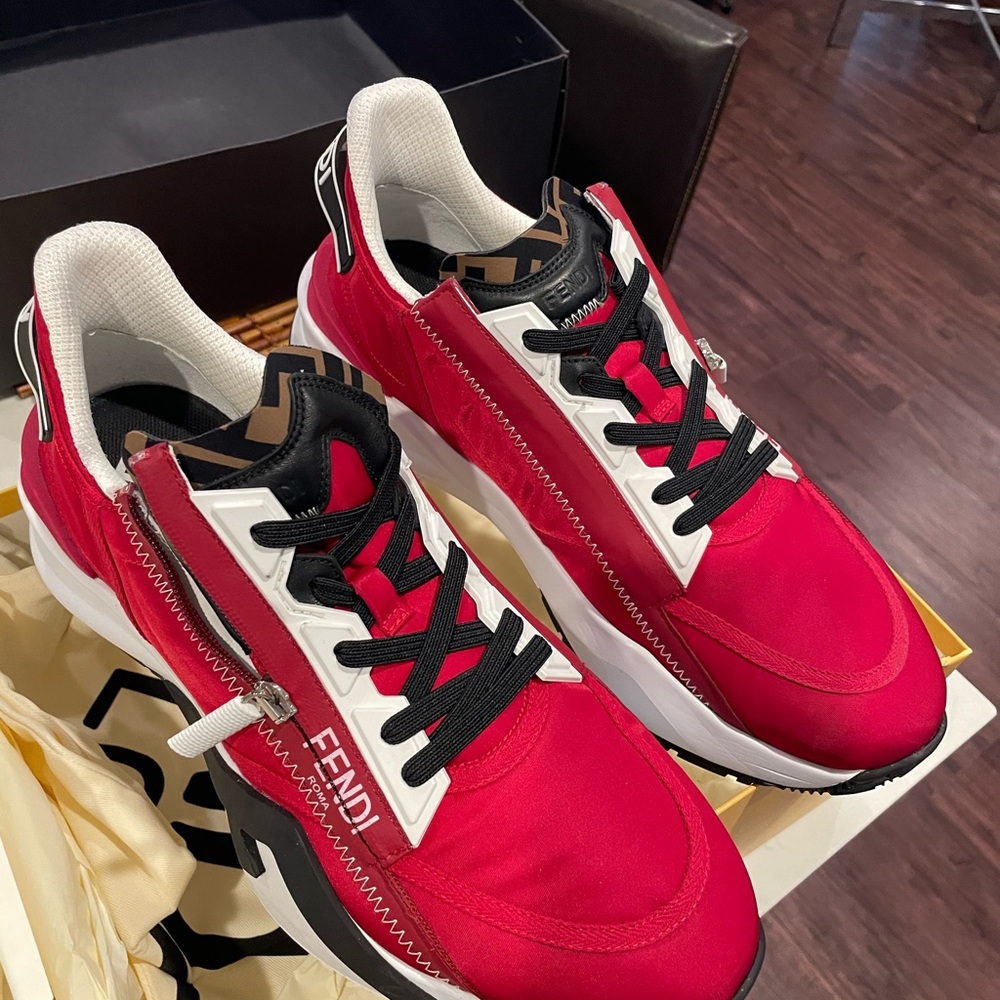 Fendi Flow Men's Bold Red and White Sneakers